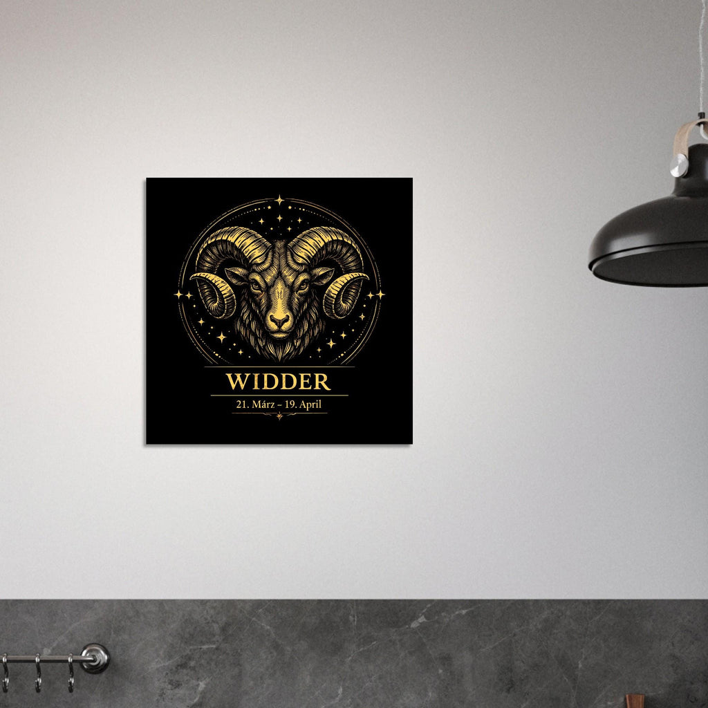 Sternzeichen Widder Wandbild – Fine Art Zodiac Wall Art – Astrologie Kunstdruck – Widder Poster Schwarz Gold – Sternzeichen Geschenk