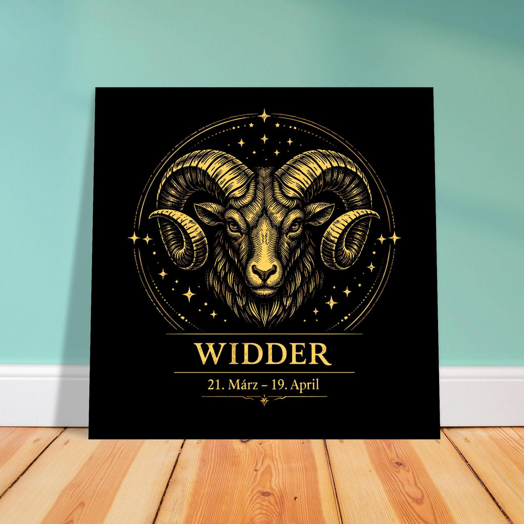 Sternzeichen Widder Wandbild – Fine Art Zodiac Wall Art – Astrologie Kunstdruck – Widder Poster Schwarz Gold – Sternzeichen Geschenk