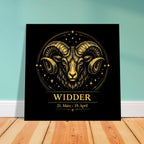 Sternzeichen Widder Wandbild – Fine Art Zodiac Wall Art – Astrologie Kunstdruck – Widder Poster Schwarz Gold – Sternzeichen Geschenk