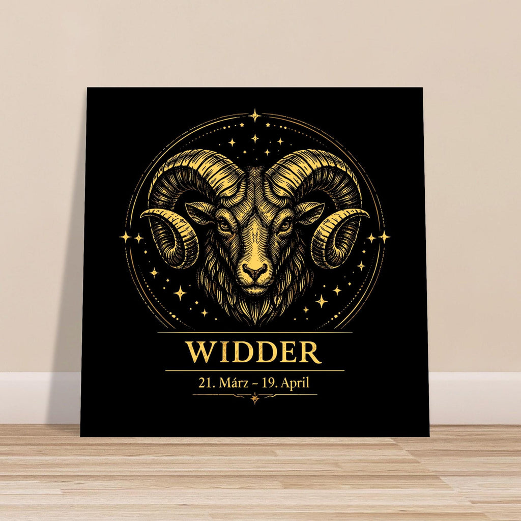 Sternzeichen Widder Wandbild – Fine Art Zodiac Wall Art – Astrologie Kunstdruck – Widder Poster Schwarz Gold – Sternzeichen Geschenk