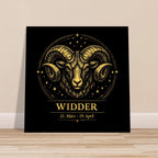 Sternzeichen Widder Wandbild – Fine Art Zodiac Wall Art – Astrologie Kunstdruck – Widder Poster Schwarz Gold – Sternzeichen Geschenk