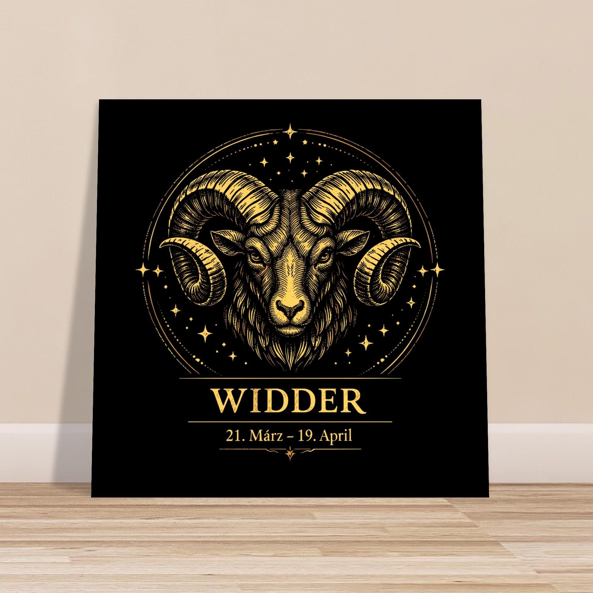 Sternzeichen Widder Wandbild – Fine Art Zodiac Wall Art – Astrologie Kunstdruck – Widder Poster Schwarz Gold – Sternzeichen Geschenk