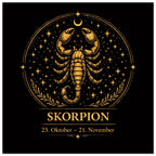 Sternzeichen Skorpion Wandbild – Fine Art Zodiac Wall Art – Astrologie Kunstdruck – Skorpion Poster Schwarz Gold – Sternzeichen Geschenk