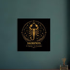 Sternzeichen Skorpion Wandbild – Fine Art Zodiac Wall Art – Astrologie Kunstdruck – Skorpion Poster Schwarz Gold – Sternzeichen Geschenk