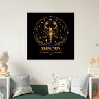 Sternzeichen Skorpion Wandbild – Fine Art Zodiac Wall Art – Astrologie Kunstdruck – Skorpion Poster Schwarz Gold – Sternzeichen Geschenk