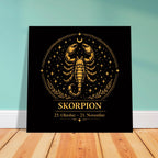 Sternzeichen Skorpion Wandbild – Fine Art Zodiac Wall Art – Astrologie Kunstdruck – Skorpion Poster Schwarz Gold – Sternzeichen Geschenk