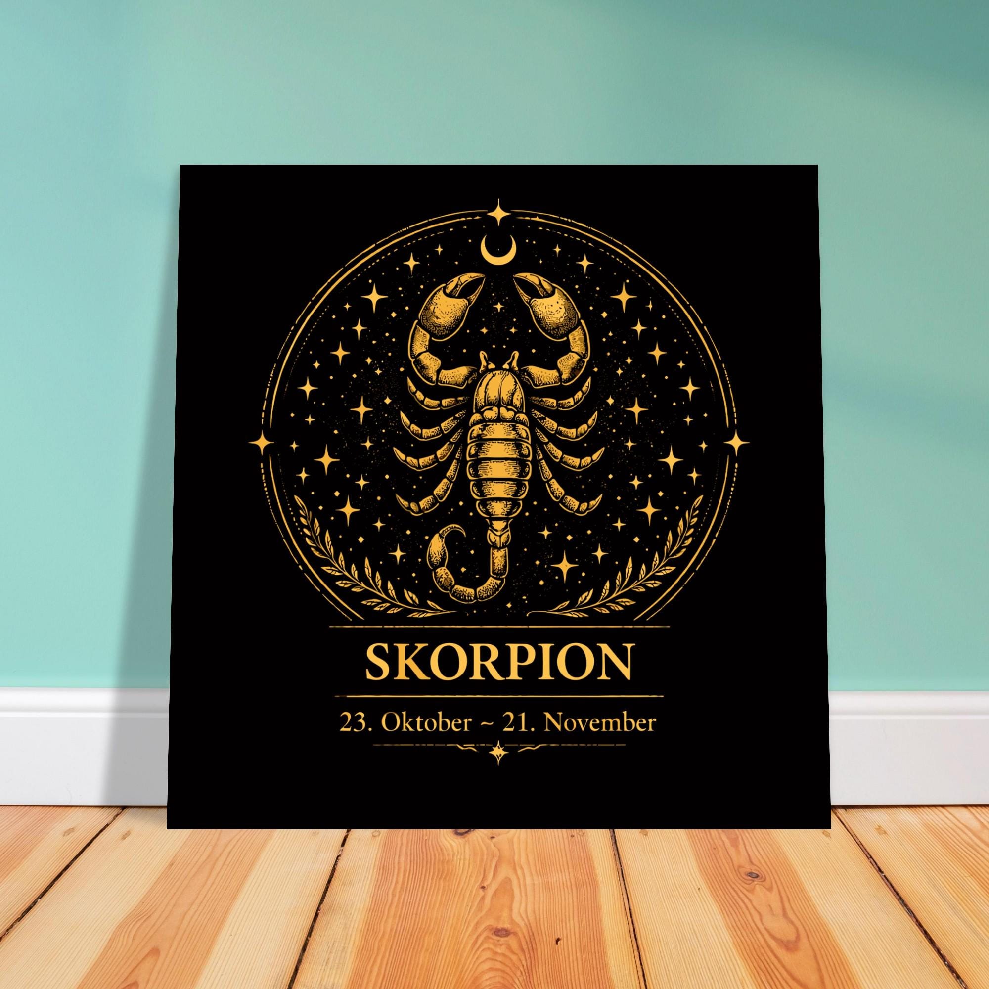 Sternzeichen Skorpion Wandbild – Fine Art Zodiac Wall Art – Astrologie Kunstdruck – Skorpion Poster Schwarz Gold – Sternzeichen Geschenk