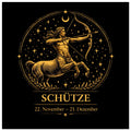 Sternzeichen Schütze Wandbild – Fine Art Zodiac Wall Art – Astrologie Kunstdruck – Schütze Poster Schwarz Gold – Sternzeichen Geschenk