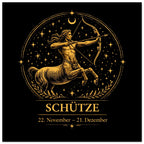 Sternzeichen Schütze Wandbild – Fine Art Zodiac Wall Art – Astrologie Kunstdruck – Schütze Poster Schwarz Gold – Sternzeichen Geschenk