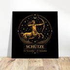 Sternzeichen Schütze Wandbild – Fine Art Zodiac Wall Art – Astrologie Kunstdruck – Schütze Poster Schwarz Gold – Sternzeichen Geschenk