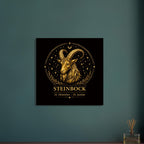 Sternzeichen Steinbock Wandbild – Fine Art Zodiac Wall Art – Astrologie Kunstdruck – Steinbock Poster Schwarz Gold – Sternzeichen Geschenk