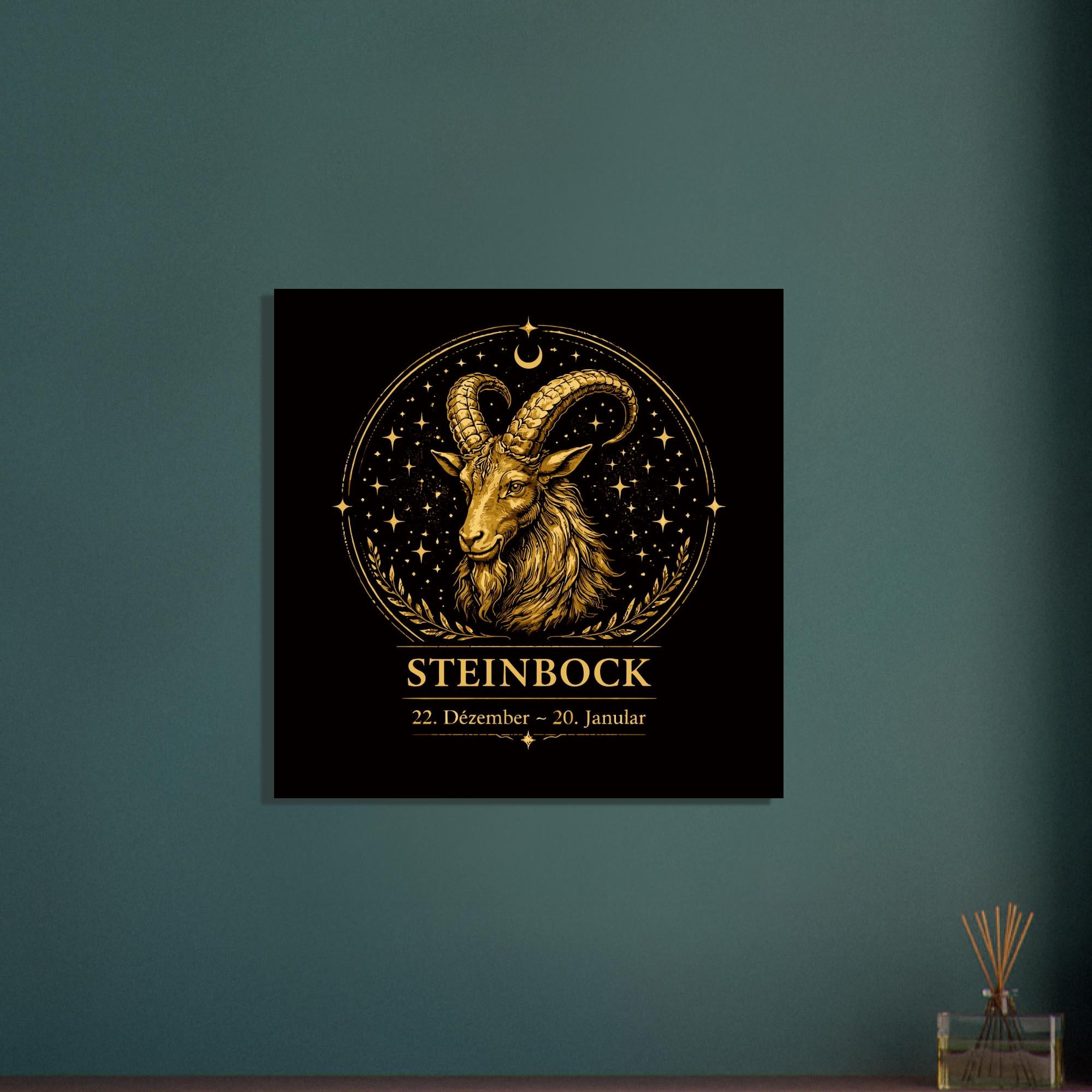 Sternzeichen Steinbock Wandbild – Fine Art Zodiac Wall Art – Astrologie Kunstdruck – Steinbock Poster Schwarz Gold – Sternzeichen Geschenk