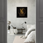 Sternzeichen Steinbock Wandbild – Fine Art Zodiac Wall Art – Astrologie Kunstdruck – Steinbock Poster Schwarz Gold – Sternzeichen Geschenk