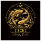 Sternzeichen Fische Wandbild – Fine Art Zodiac Wall Art – Astrologie Kunstdruck – Fische Poster Schwarz Gold – Sternzeichen Geschenk