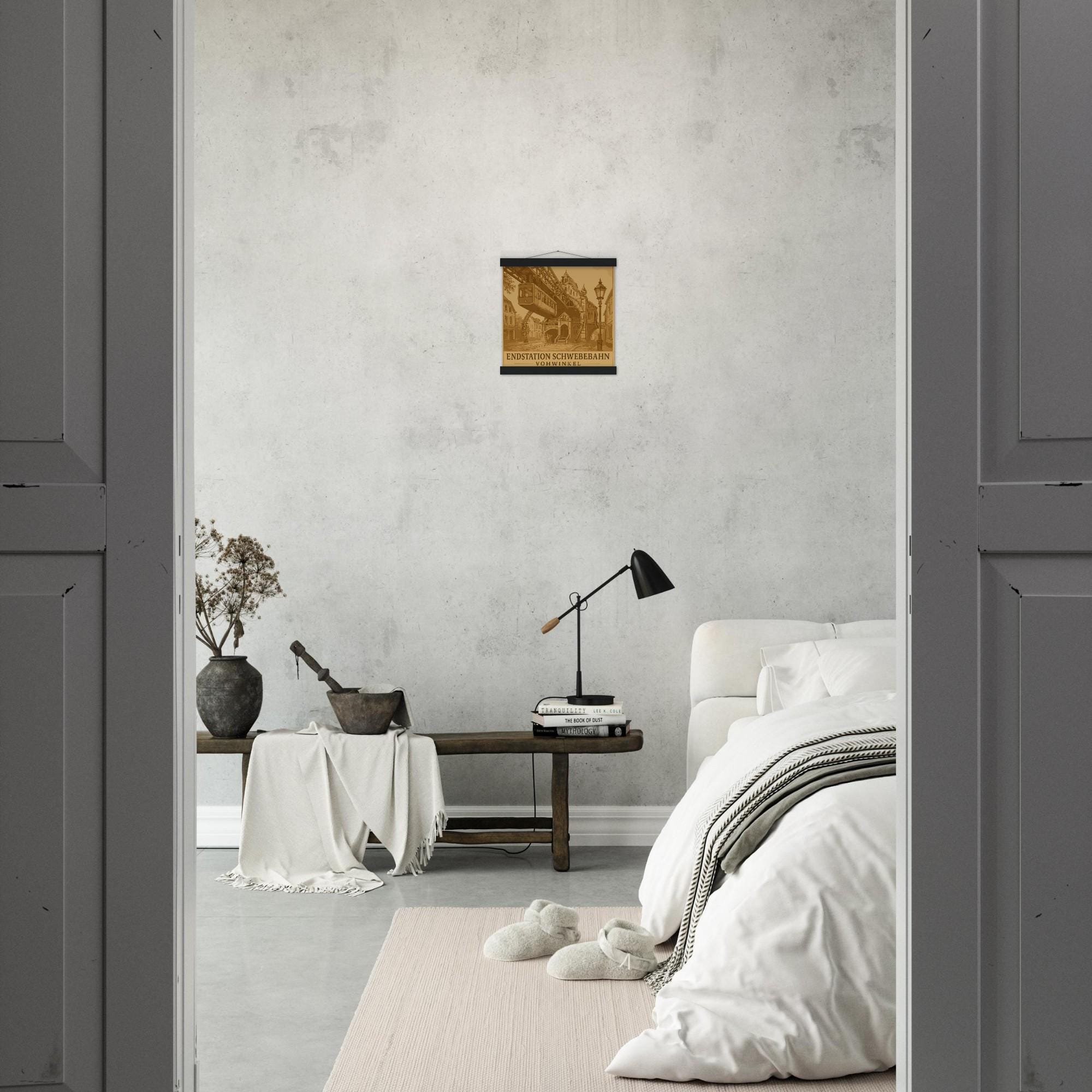 Wuppertal Schwebebahn Wandbild – Endstation Vohwinkel Poster mit Holzaufhängung – Wuppertal Andenken – Schwebebahn Geschenk