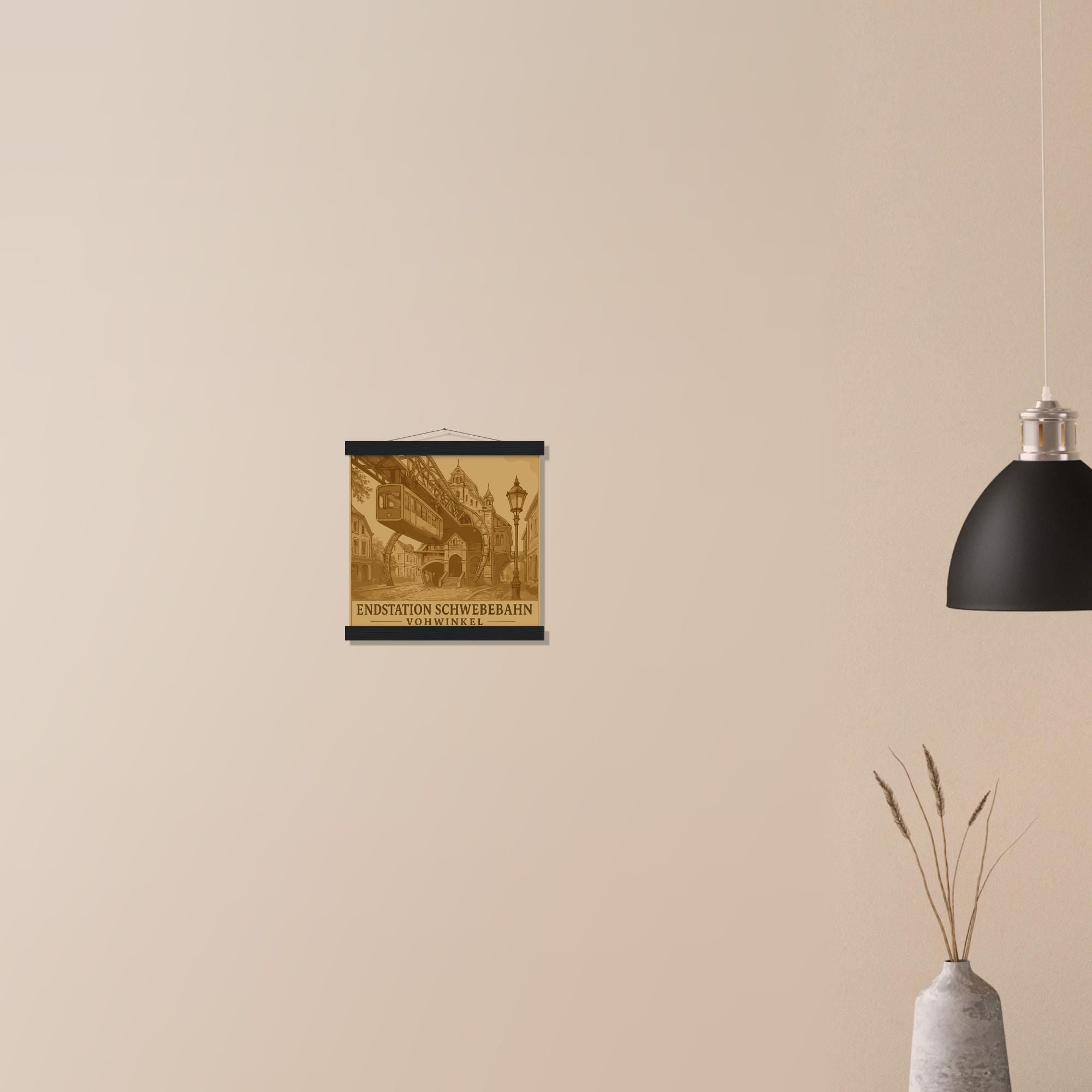Wuppertal Schwebebahn Wandbild – Endstation Vohwinkel Poster mit Holzaufhängung – Wuppertal Andenken – Schwebebahn Geschenk