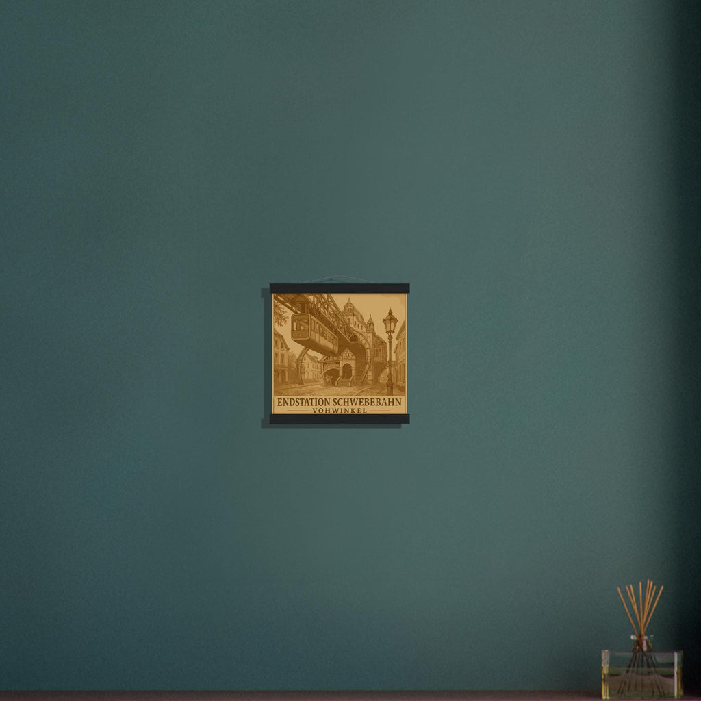 Wuppertal Schwebebahn Wandbild – Endstation Vohwinkel Poster mit Holzaufhängung – Wuppertal Andenken – Schwebebahn Geschenk