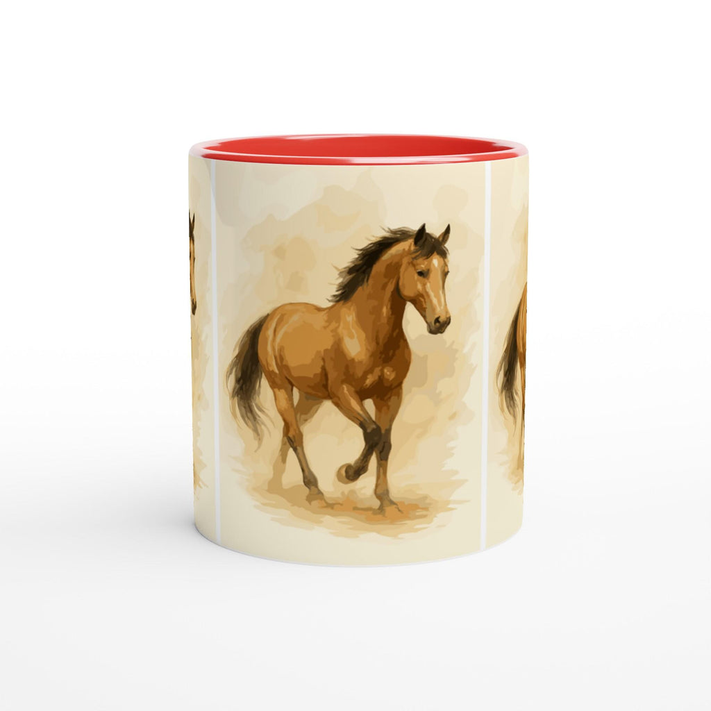 Pferde Aquarell Tasse – 3-fach Rundum Motiv | 11oz Keramiktasse mit elegantem Pferde-Design | Geschenk für Reiterinnen & Pferdefans