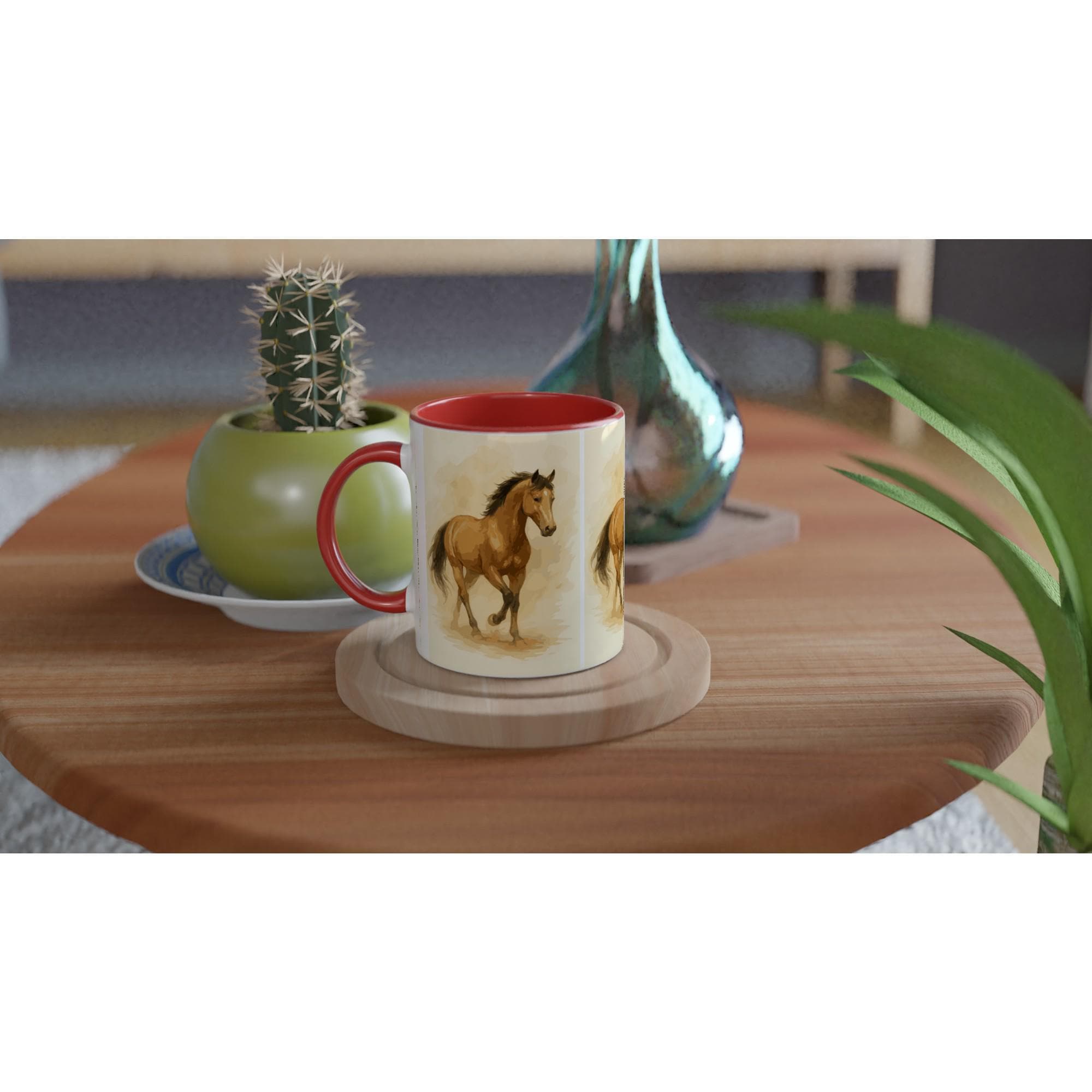 Pferde Aquarell Tasse – 3-fach Rundum Motiv | 11oz Keramiktasse mit elegantem Pferde-Design | Geschenk für Reiterinnen & Pferdefans