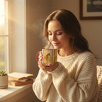 Pferde Tasse – Goldenes Stallmotiv | Warmes Pferdekunst-Design | Geschenk für Reiter & Pferdeliebhaber | Horse Mug with Stable Scene