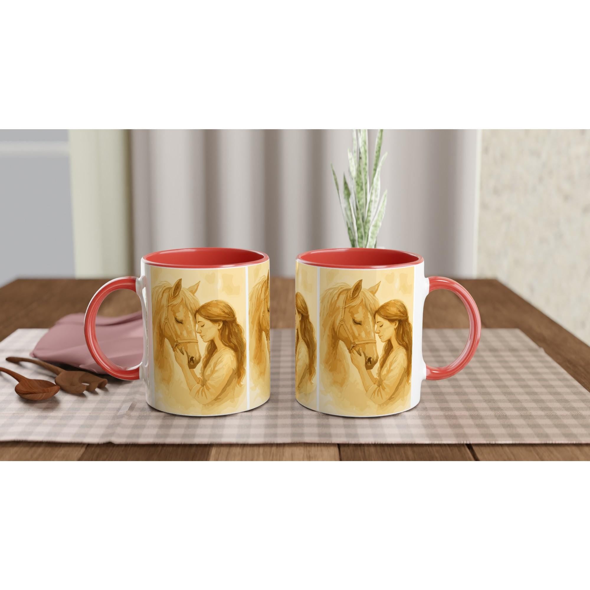 Herzensmoment – Mädchen und Pferd Motiv | Warmes Pferdekunst-Design auf Keramiktasse | Geschenk für Reiterinnen & Pferdefans