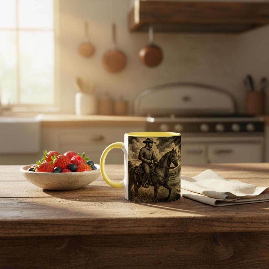 Rider of the High Plains – Westernreiter Tasse | Cowboy & Pferd | Vintage Western Mug | Geschenk für Westernreiter