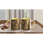 Pferd & Reiterin Tasse Vintage Stallmotiv Geschenk für Reiterinnen Equestrian Mug – Pferdeliebe Illustration – 325 ml Keramiktasse