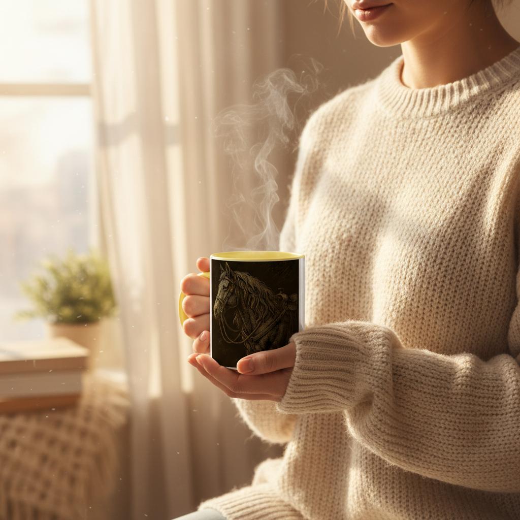 Western Tasse „Saddled & Steady“ – Cowboy Pferde Tasse, Ranch Horse Art, Geschenk für Westernreiter