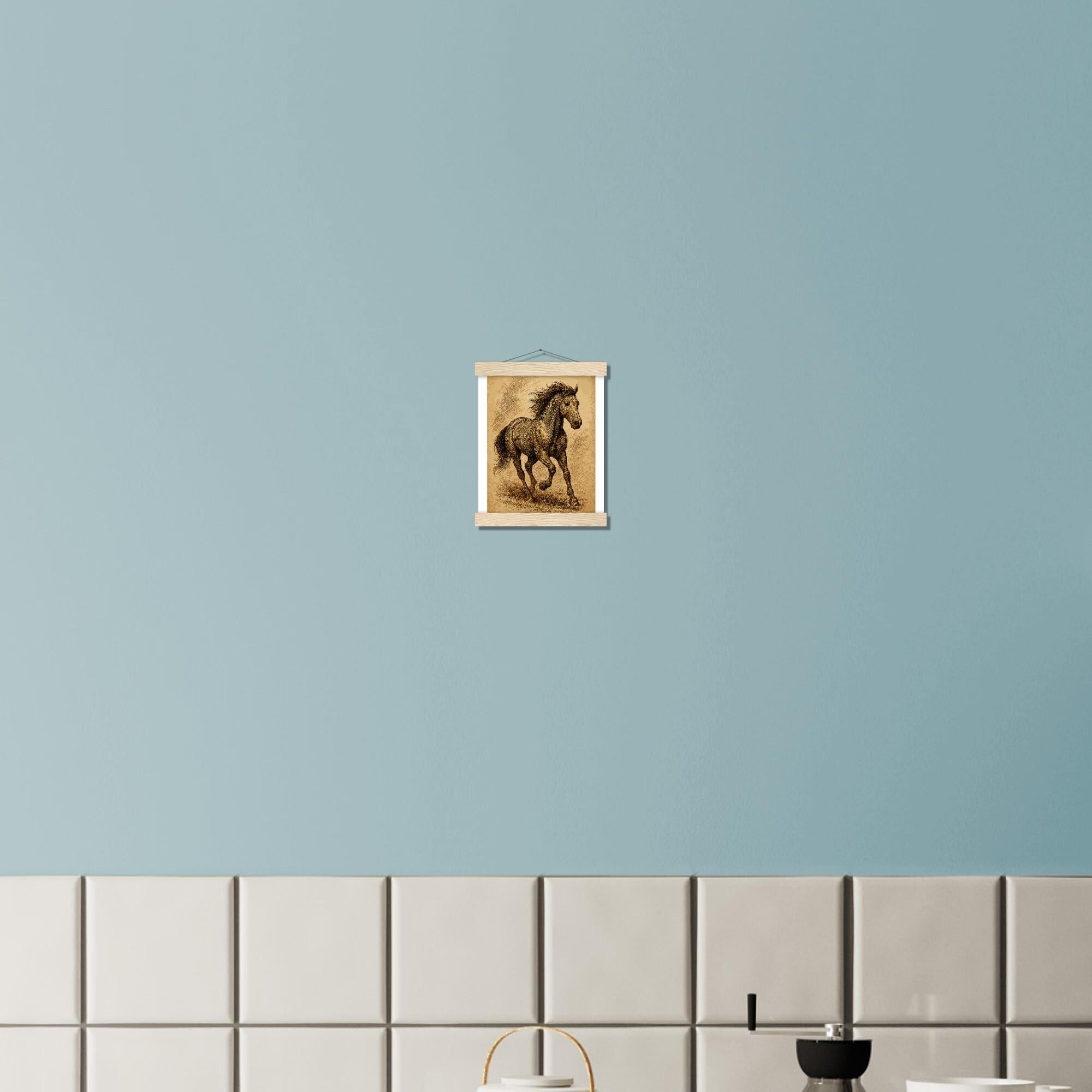 Ruhiger Begleiter – Stilvolles Hunde-Wandbild mit Holzleisten | Modernes Tierportrait für Zuhause