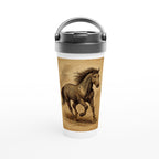 Edelstahl Thermobecher Pferd – 15 oz Travel Mug mit Deckel – Wiederverwendbarer Kaffeebecher Pferdeliebhaber Geschenk