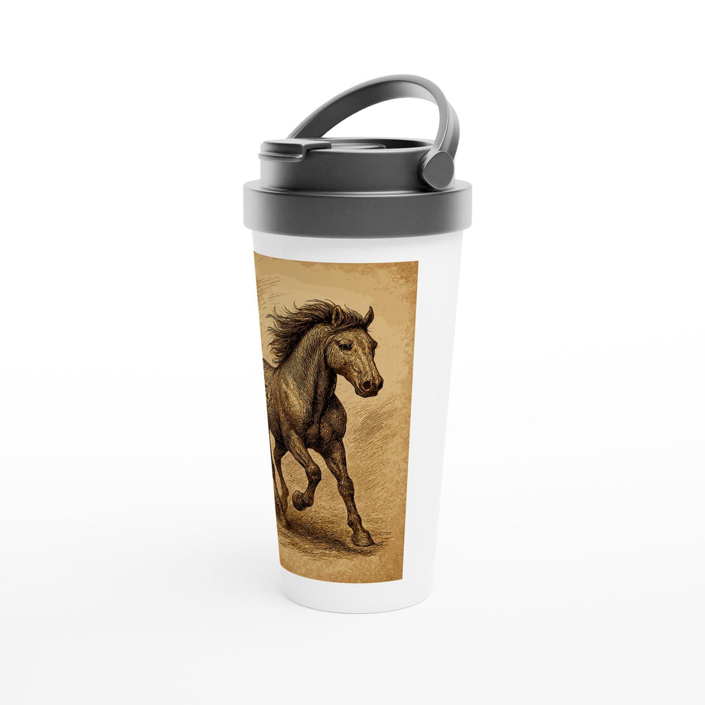 Edelstahl Thermobecher Pferd – 15 oz Travel Mug mit Deckel – Wiederverwendbarer Kaffeebecher Pferdeliebhaber Geschenk