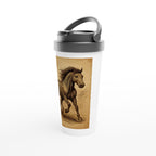 Edelstahl Thermobecher Pferd – 15 oz Travel Mug mit Deckel – Wiederverwendbarer Kaffeebecher Pferdeliebhaber Geschenk