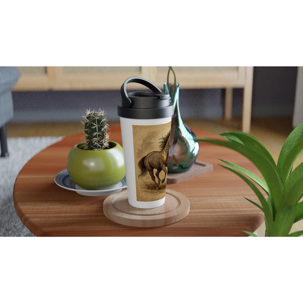 Edelstahl Thermobecher Pferd – 15 oz Travel Mug mit Deckel – Wiederverwendbarer Kaffeebecher Pferdeliebhaber Geschenk