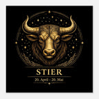 Sternzeichen Stier Wandbild – Zodiac Wall Art für Frauen – Astrologie Kunstdruck – Stier Poster Schwarz Gold – Sternzeichen Geschenk