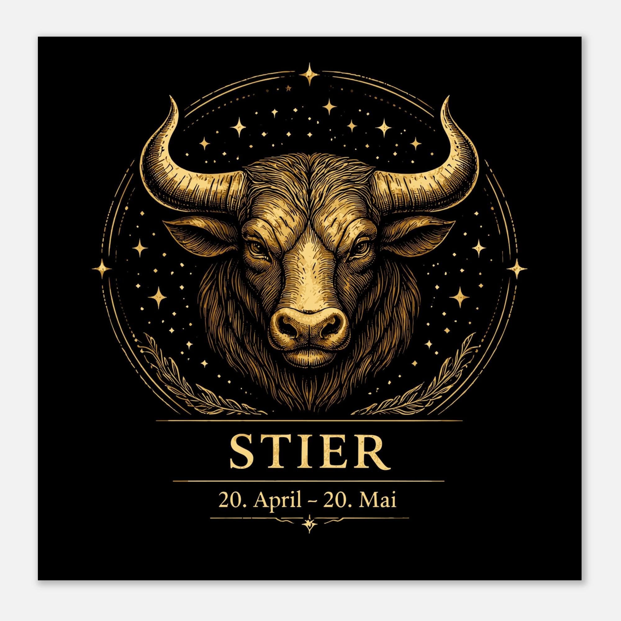 Sternzeichen Stier Wandbild – Zodiac Wall Art für Frauen – Astrologie Kunstdruck – Stier Poster Schwarz Gold – Sternzeichen Geschenk