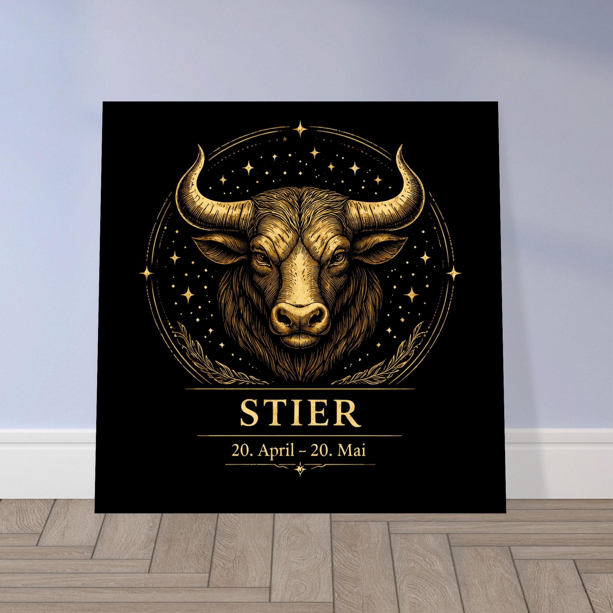 Sternzeichen Stier Wandbild – Zodiac Wall Art für Frauen – Astrologie Kunstdruck – Stier Poster Schwarz Gold – Sternzeichen Geschenk