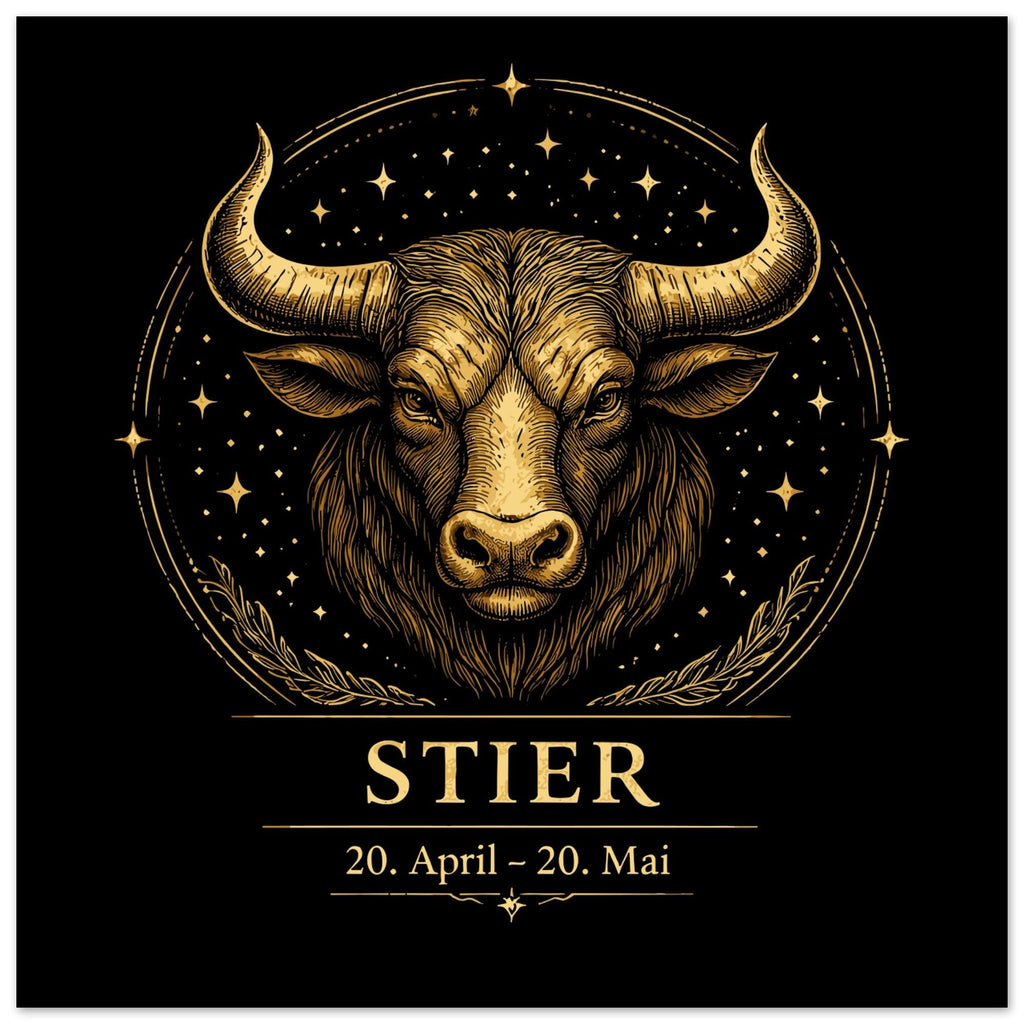 Sternzeichen Stier Wandbild – Zodiac Wall Art für Frauen – Astrologie Kunstdruck – Stier Poster Schwarz Gold – Sternzeichen Geschenk