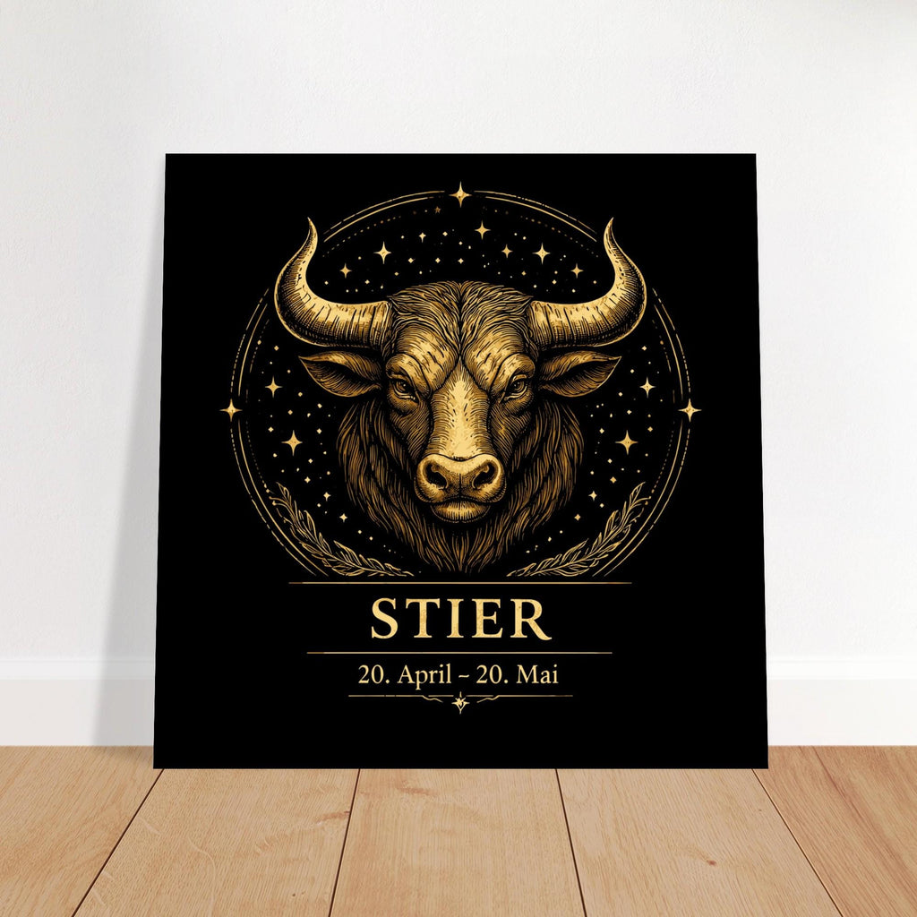 Sternzeichen Stier Wandbild – Zodiac Wall Art für Frauen – Astrologie Kunstdruck – Stier Poster Schwarz Gold – Sternzeichen Geschenk