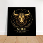 Sternzeichen Stier Wandbild – Zodiac Wall Art für Frauen – Astrologie Kunstdruck – Stier Poster Schwarz Gold – Sternzeichen Geschenk
