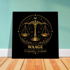 Sternzeichen Waage Wandbild Fine Art Zodiac Wall Art für Frauen – Astrologie Kunstdruck – Waage Poster Schwarz Gold – Sternzeichen Geschenk