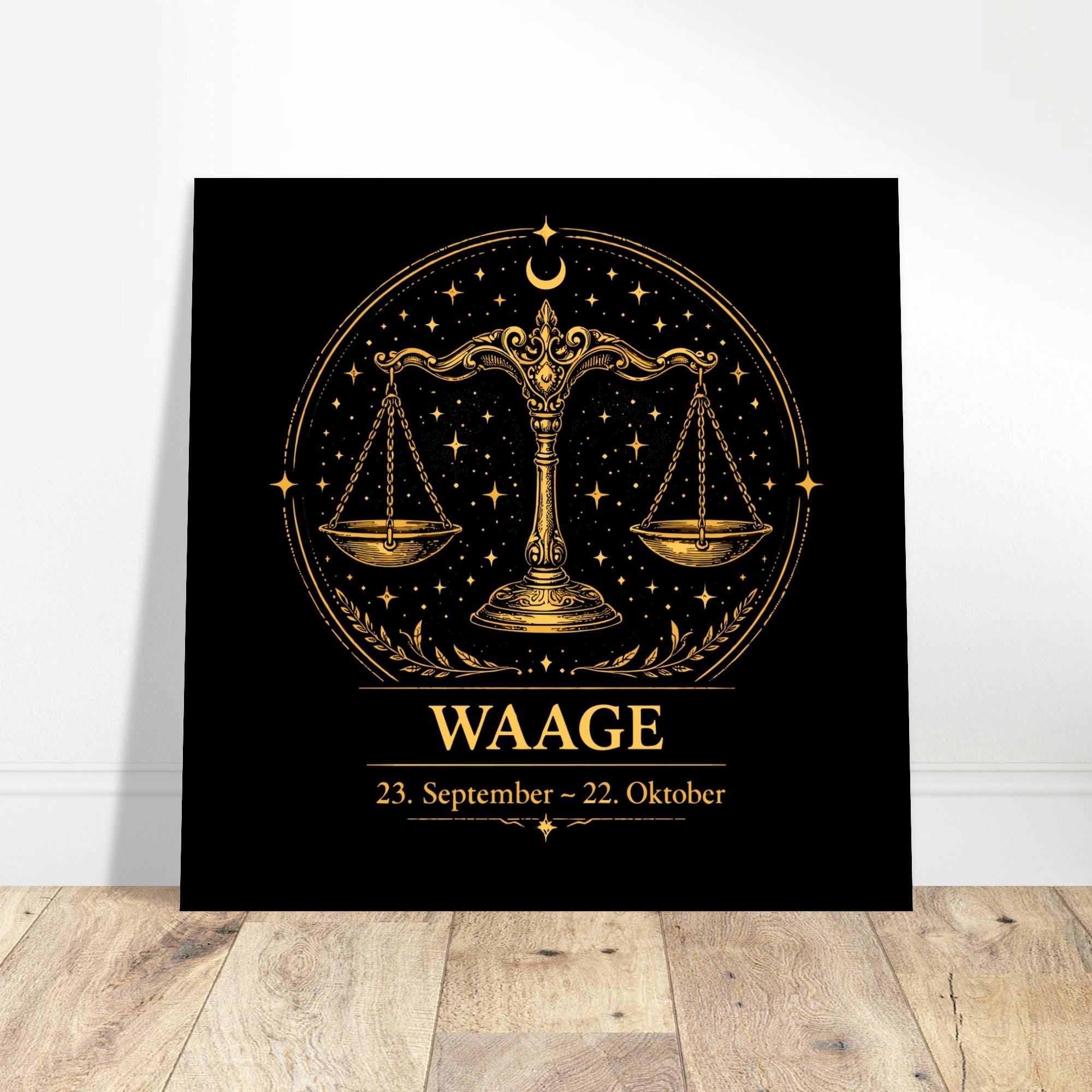 Sternzeichen Waage Wandbild Fine Art Zodiac Wall Art für Frauen – Astrologie Kunstdruck – Waage Poster Schwarz Gold – Sternzeichen Geschenk