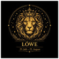 Sternzeichen Löwe Wandbild – Fine Art Zodiac Wall Art für Frauen – Astrologie Kunstdruck – Löwe Poster Schwarz Gold – Sternzeichen Geschenk