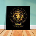 Sternzeichen Löwe Wandbild – Fine Art Zodiac Wall Art für Frauen – Astrologie Kunstdruck – Löwe Poster Schwarz Gold – Sternzeichen Geschenk