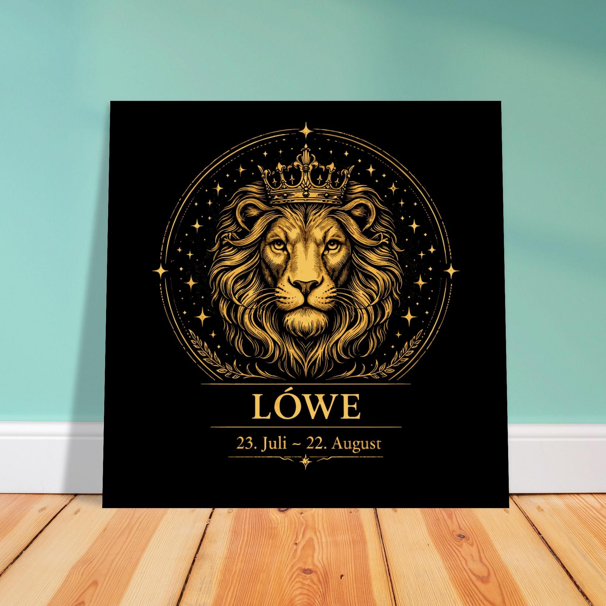 Sternzeichen Löwe Wandbild – Fine Art Zodiac Wall Art für Frauen – Astrologie Kunstdruck – Löwe Poster Schwarz Gold – Sternzeichen Geschenk