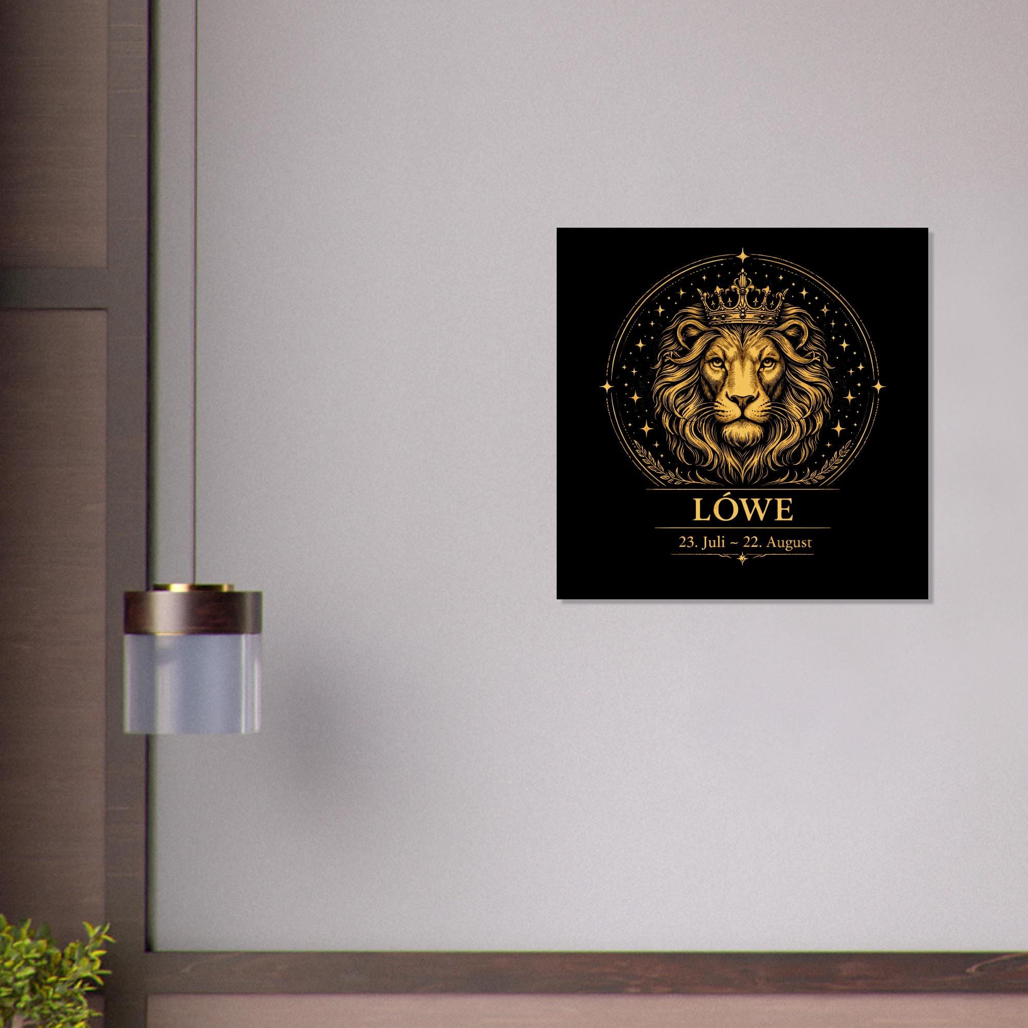 Sternzeichen Löwe Wandbild – Fine Art Zodiac Wall Art für Frauen – Astrologie Kunstdruck – Löwe Poster Schwarz Gold – Sternzeichen Geschenk