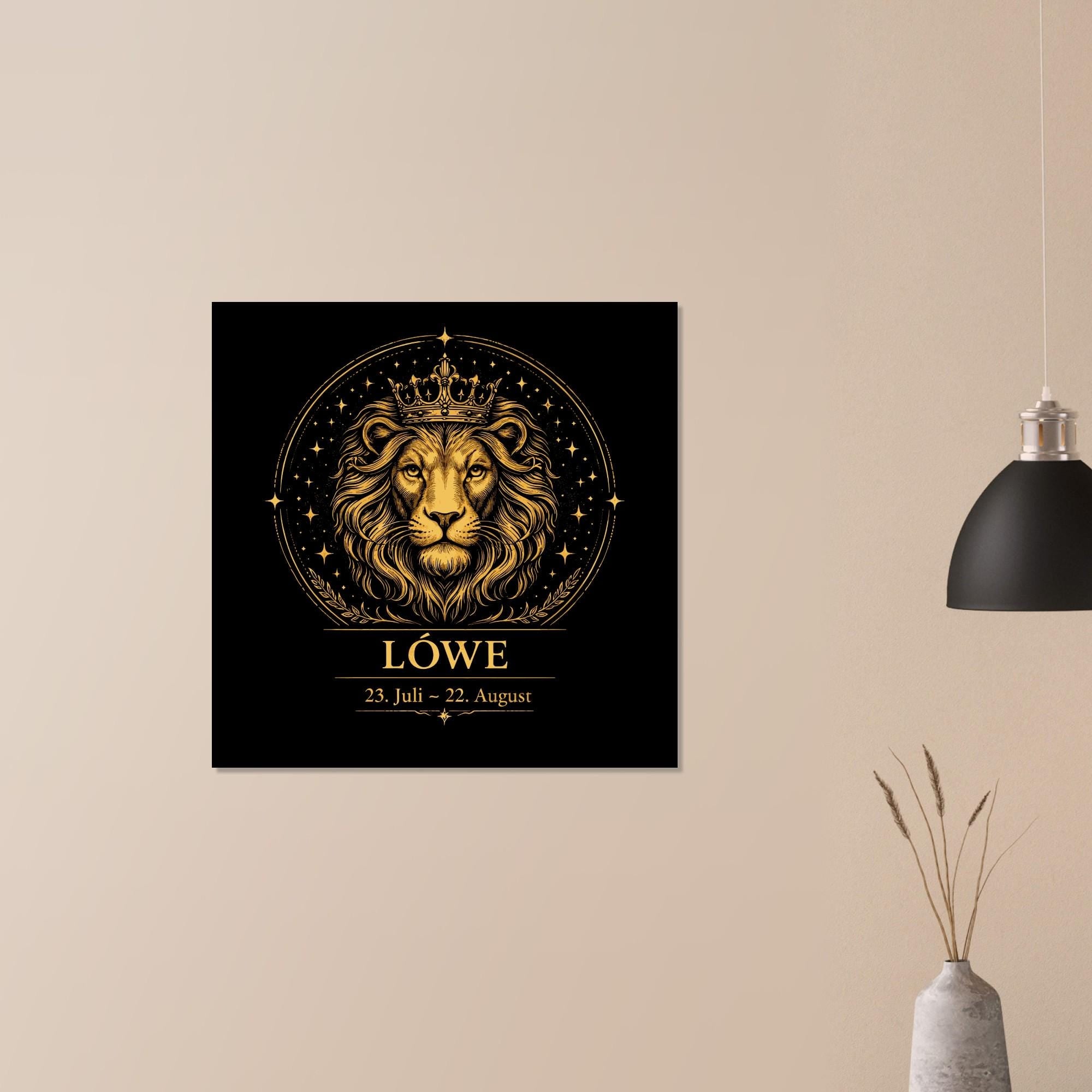 Sternzeichen Löwe Wandbild – Fine Art Zodiac Wall Art für Frauen – Astrologie Kunstdruck – Löwe Poster Schwarz Gold – Sternzeichen Geschenk