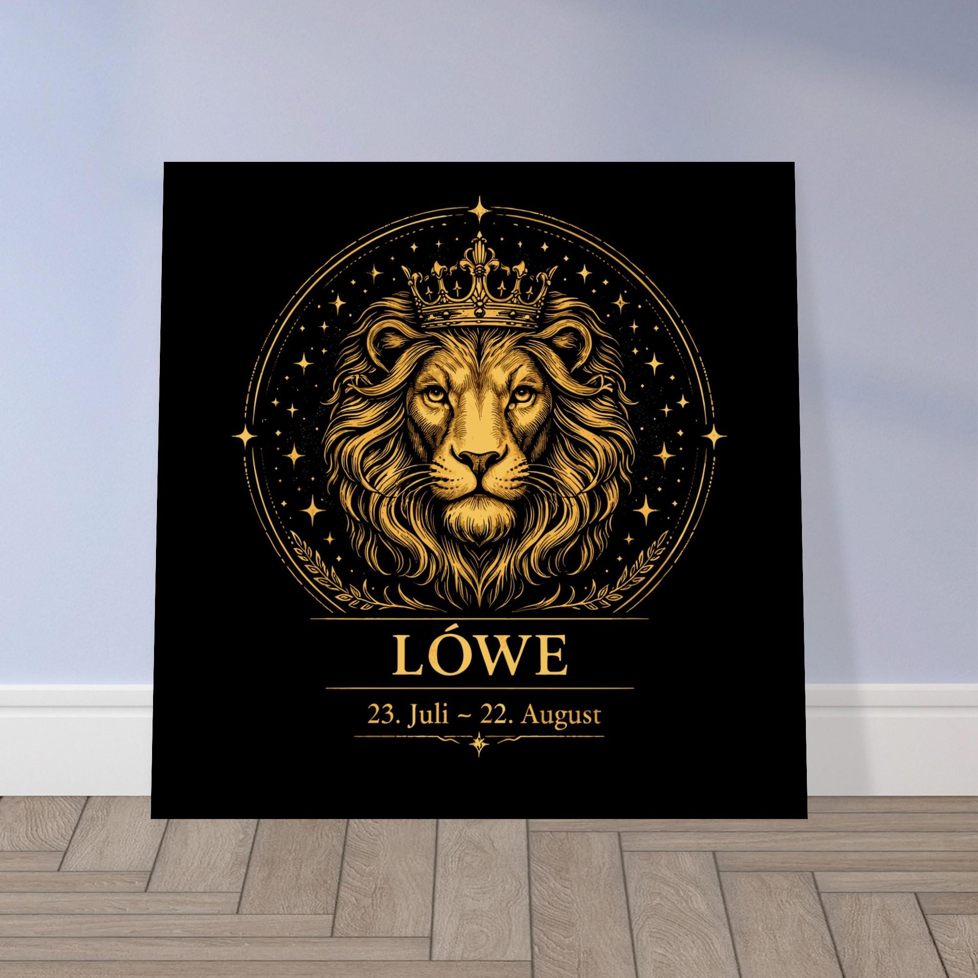 Sternzeichen Löwe Wandbild – Fine Art Zodiac Wall Art für Frauen – Astrologie Kunstdruck – Löwe Poster Schwarz Gold – Sternzeichen Geschenk