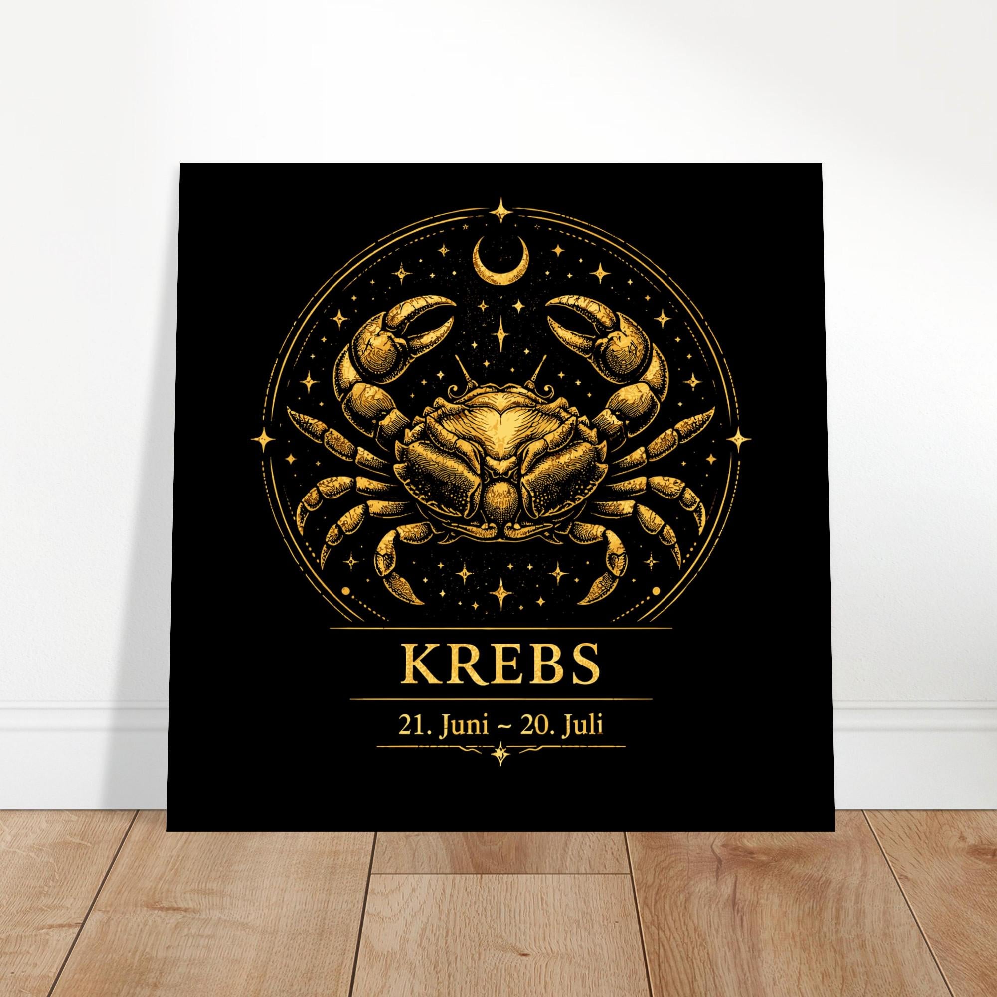 Sternzeichen Krebs Wandbild Fine Art Zodiac Wall Art für Frauen – Astrologie Kunstdruck – Krebs Poster Schwarz Gold – Sternzeichen Geschenk