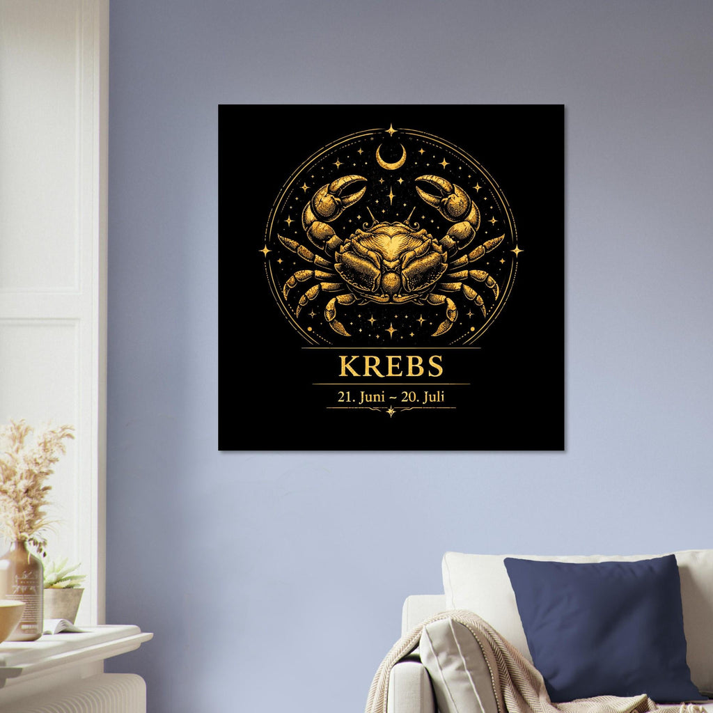 Sternzeichen Krebs Wandbild Fine Art Zodiac Wall Art für Frauen – Astrologie Kunstdruck – Krebs Poster Schwarz Gold – Sternzeichen Geschenk