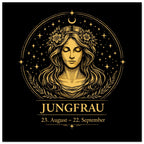 Sternzeichen Jungfrau Wandbild – Fine Art Zodiac Wall ArtAstrologie Kunstdruck – Jungfrau Poster Schwarz Gold – Sternzeichen Geschenk